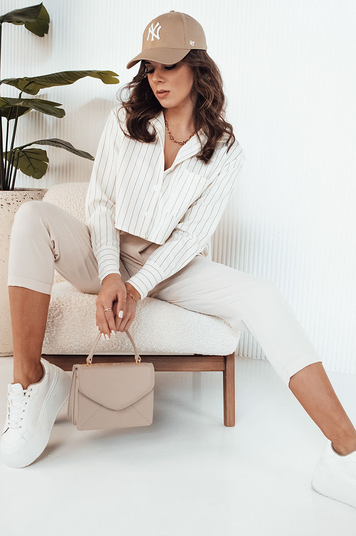 Koszula damska w paski GIRSA ecru Dstreet DY0403