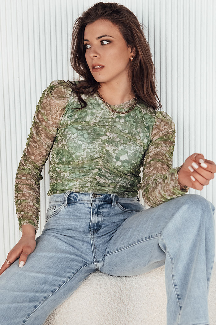 Bluzka damska RUFFI zielona Dstreet RY2358