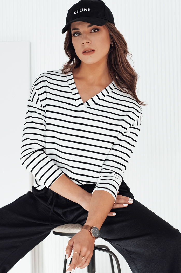 Bluzka damska w paski VARASE biała Dstreet RY2365