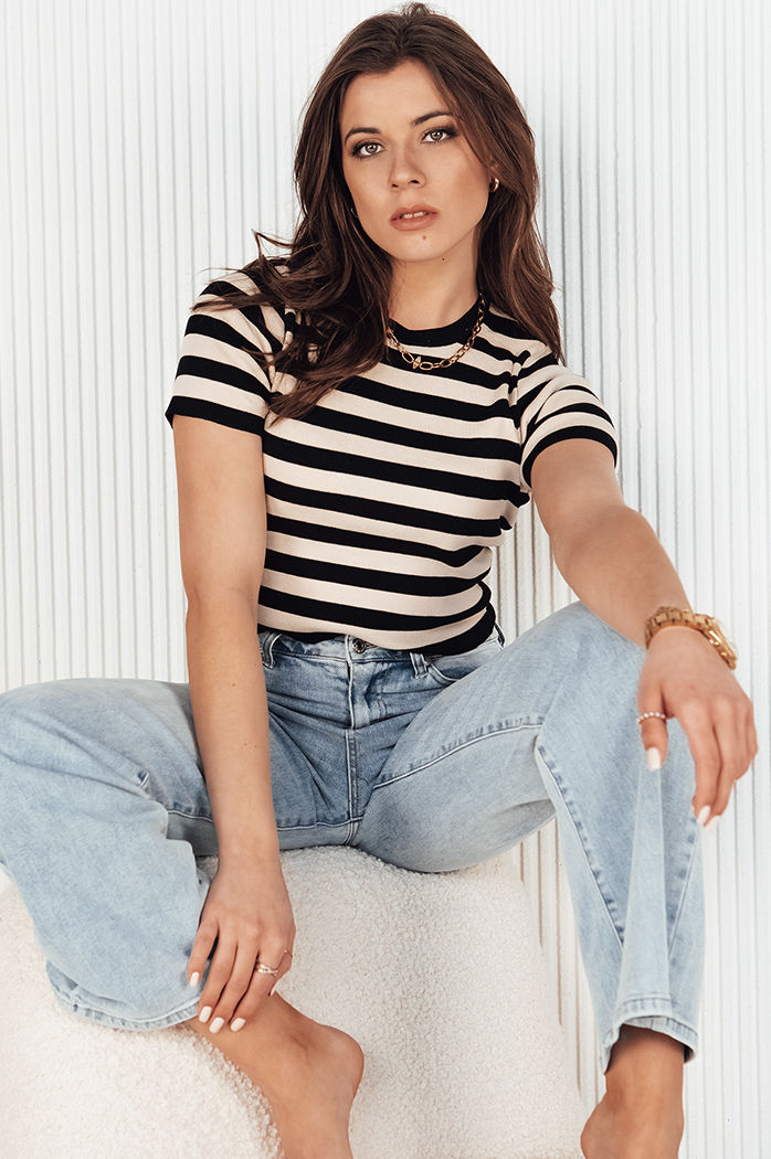 Bluzka damska w paski TARSON czarna Dstreet RY2384