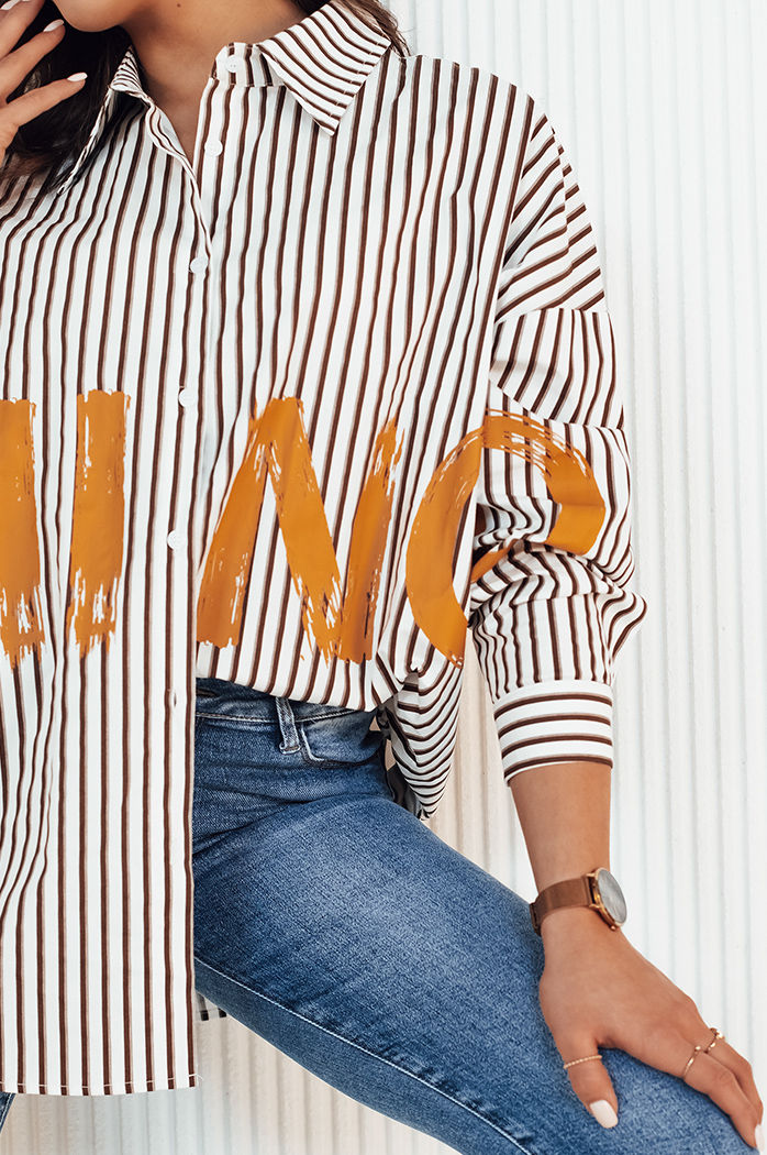 Koszula damska w paski JUDAL biała Dstreet DY0408