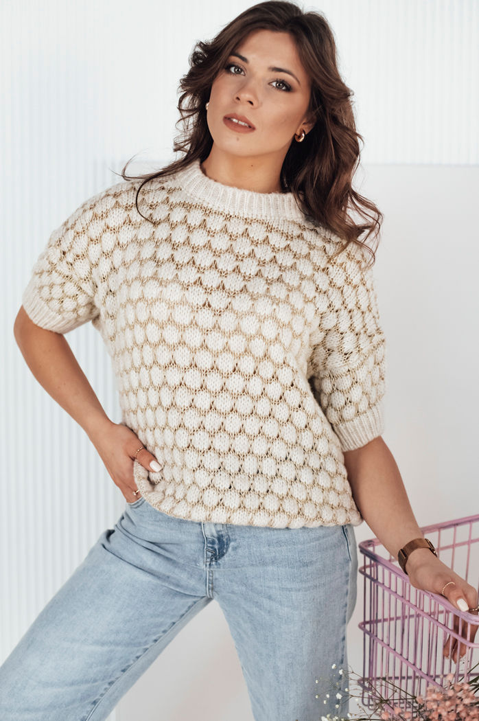 Sweter damski oversize PINGOL beżowy Dstreet MY2306