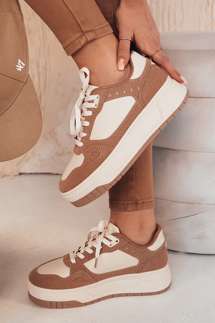 Sneakersy damskie LETUR ciemnobeżowe Dstreet ZY0470