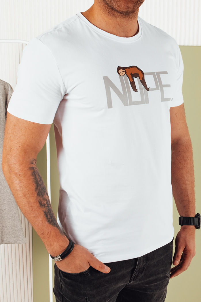 Koszulka męska z nadrukiem biała Dstreet RX5361