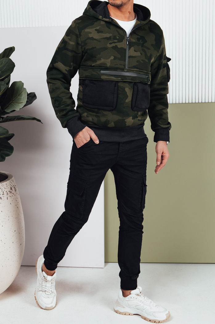 Bluza męska moro z kapturem zielona Dstreet BX5654