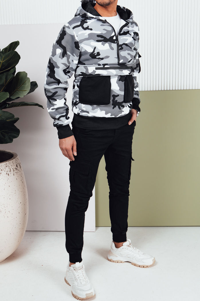 Bluza męska moro z kapturem biała Dstreet BX5655