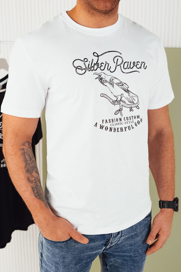 Koszulka męska z nadrukiem biała Dstreet RX5362