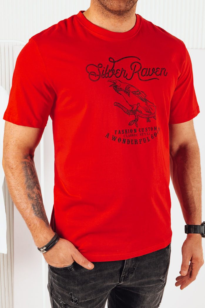 Koszulka męska z nadrukiem czerwona Dstreet RX5364
