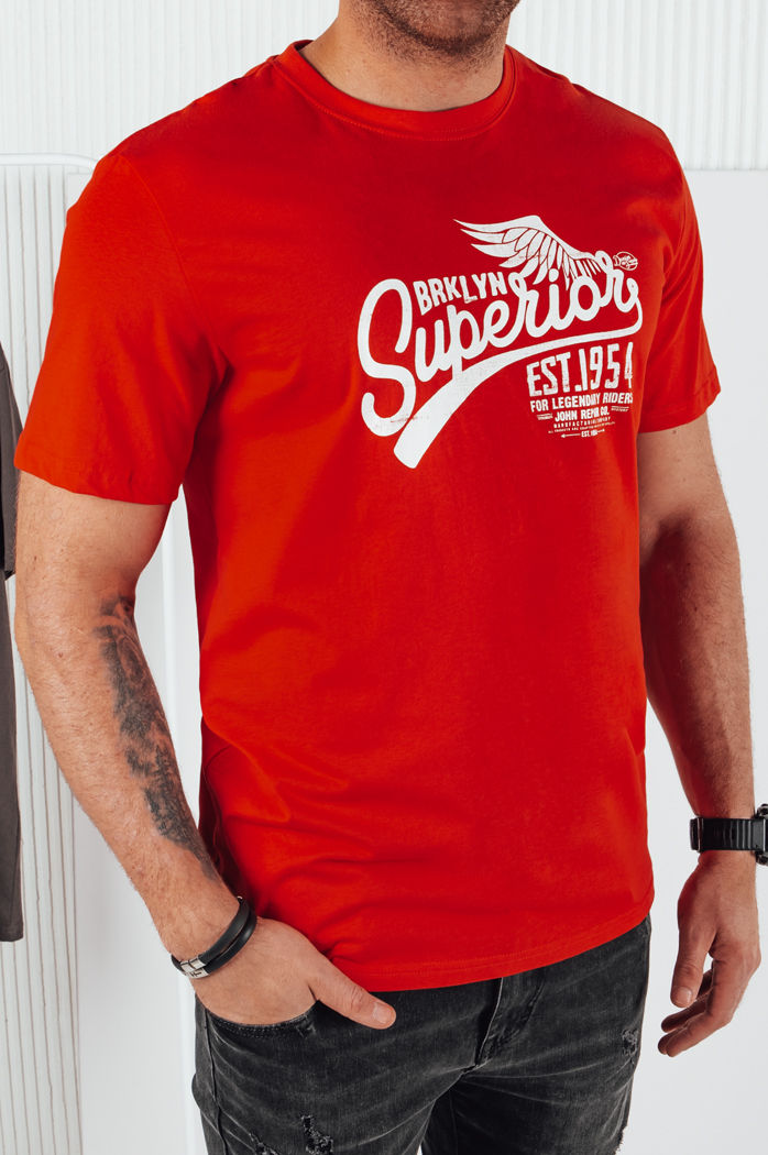 Koszulka męska z nadrukiem pomarańczowa Dstreet RX5367