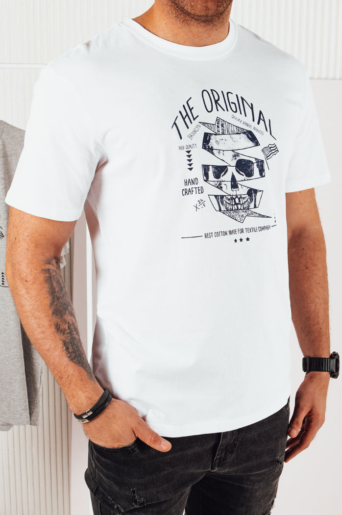 Koszulka męska z nadrukiem biała Dstreet RX5379