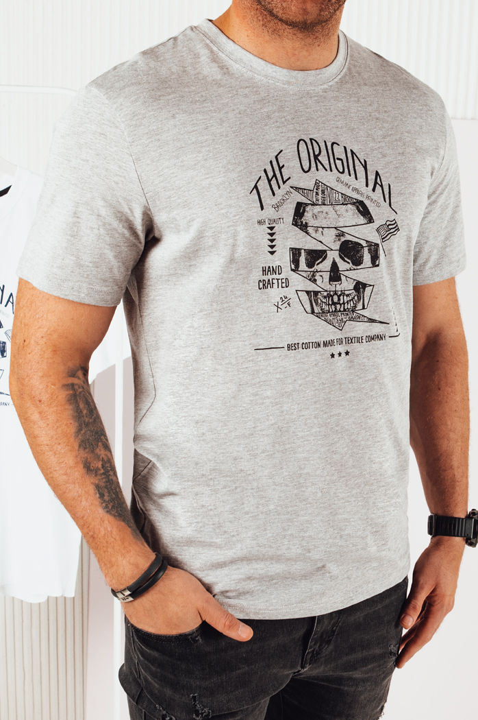 Koszulka męska z nadrukiem szara Dstreet RX5380