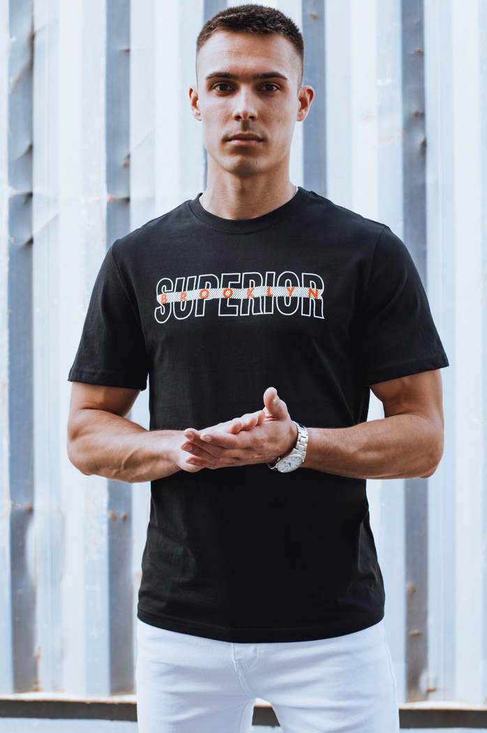 Koszulka męska z nadrukiem czarna Dstreet RX5387