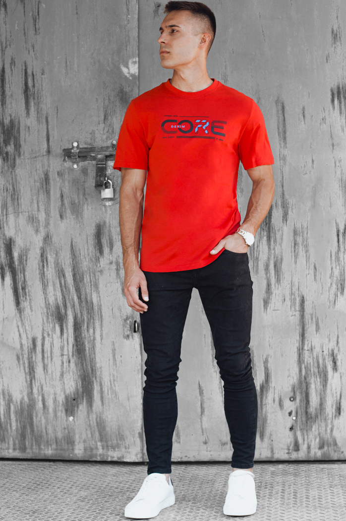 Koszulka męska z nadrukiem pomarańczowa Dstreet RX5420