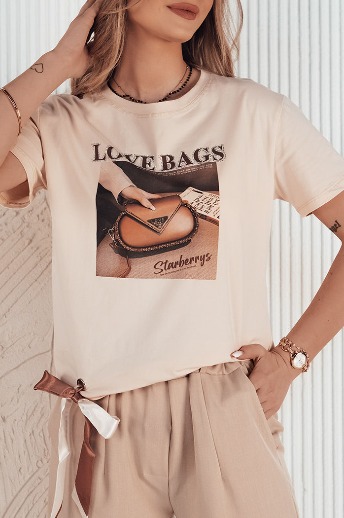 T-shirt damski LOBAG brzoskwiniowy Dstreet RY2411