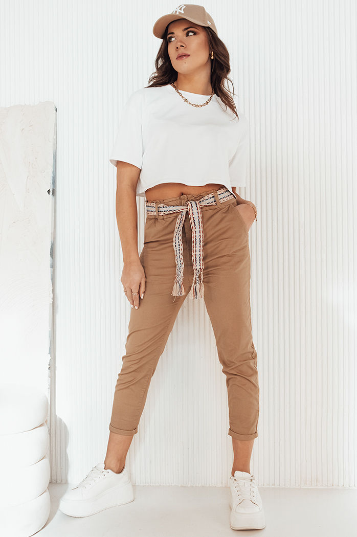 Spodnie damskie MAFRA kamelowe Dstreet UY1951