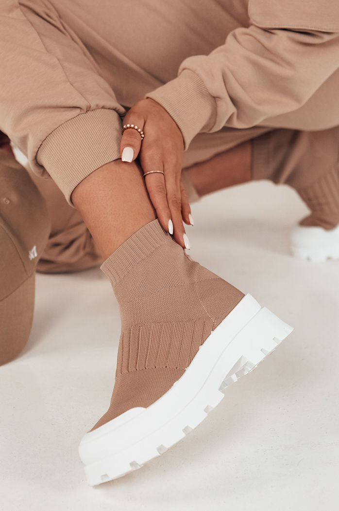 Buty damskie skarpetkowe ORCE beżowe Dstreet ZY0471