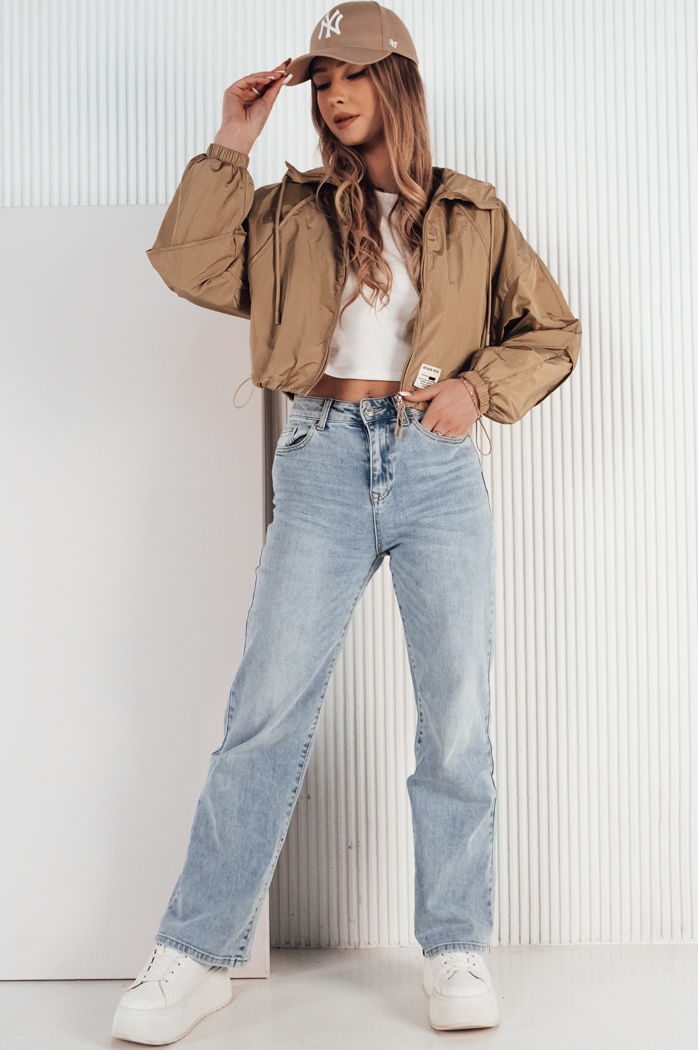 Kurtka przejściowa damska z kapturem ISCAR beżowa Dstreet TY4208