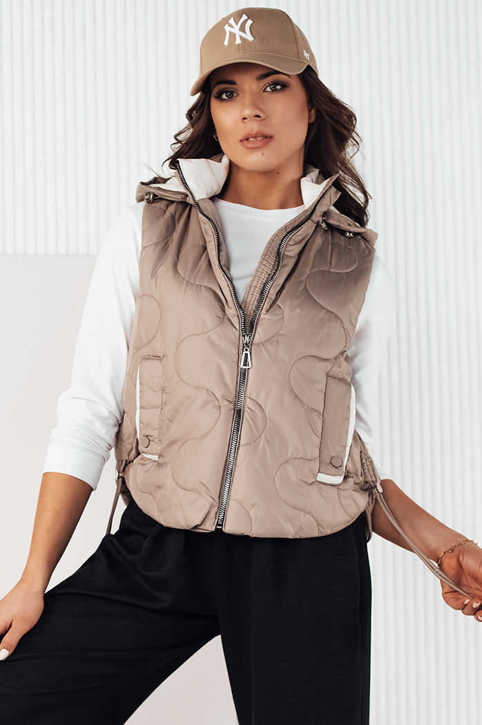 Kamizelka pikowana damska TREOS beżowa Dstreet TY4216