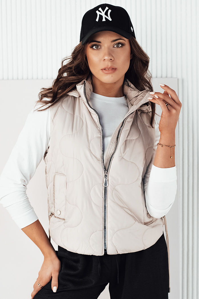 Kamizelka pikowana damska TREOS jasnoszara Dstreet TY4217