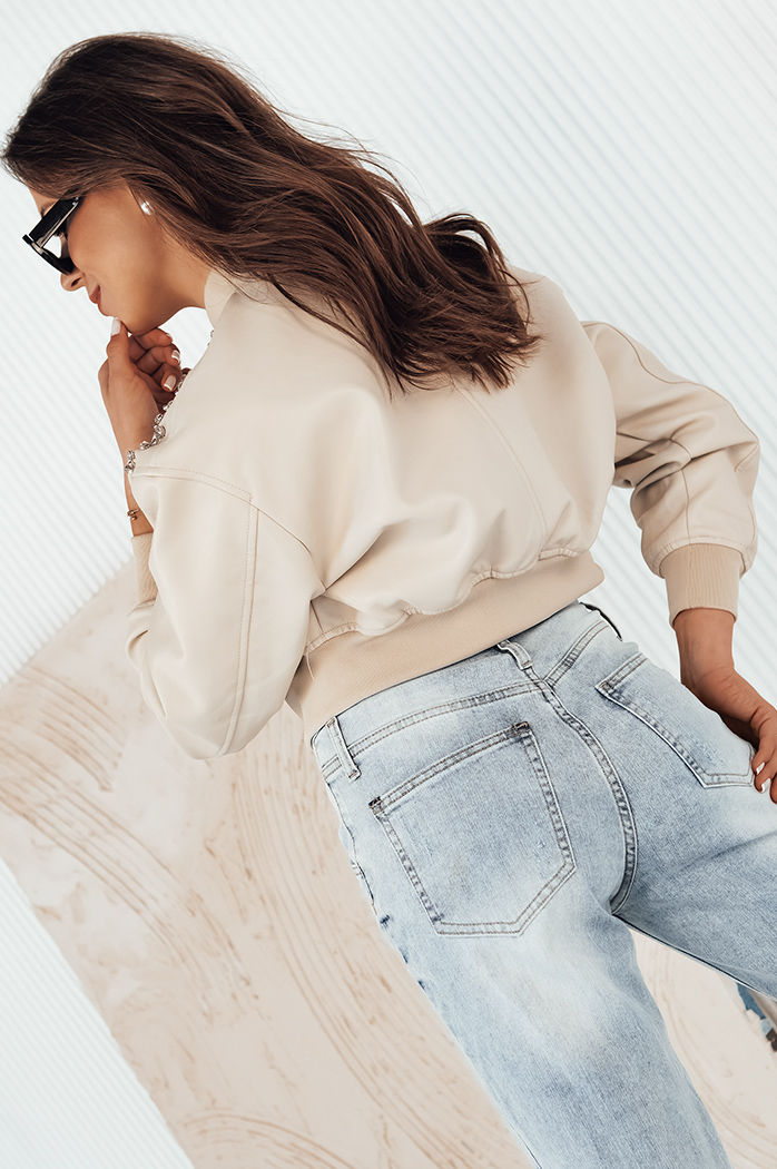 Kurtka damska skórzana PRIDA beżowa Dstreet TY4265