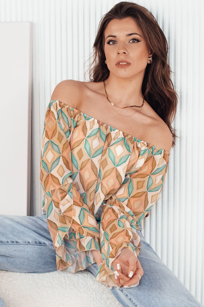 Bluzka damska hiszpanka SPRIAN brązowa Dstreet RY2463