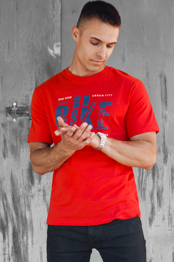 Koszulka męska z nadrukiem pomarańczowa Dstreet RX5448