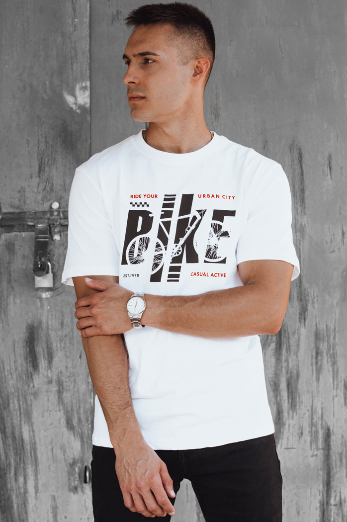 Koszulka męska z nadrukiem biała Dstreet RX5450