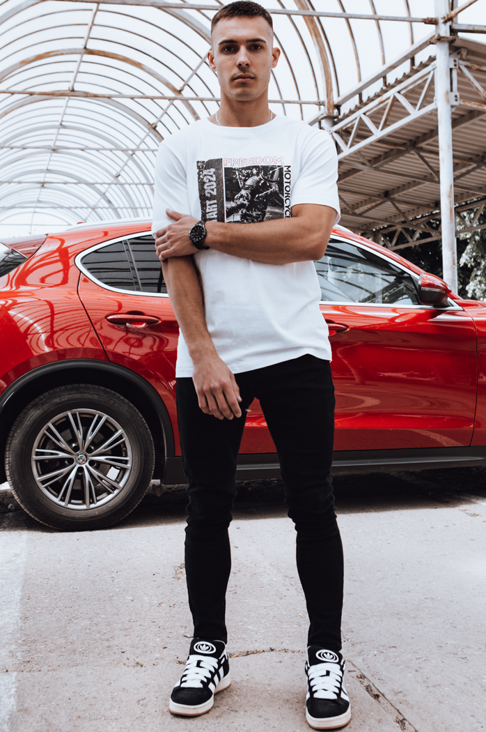 Koszulka męska z nadrukiem biała Dstreet RX5463