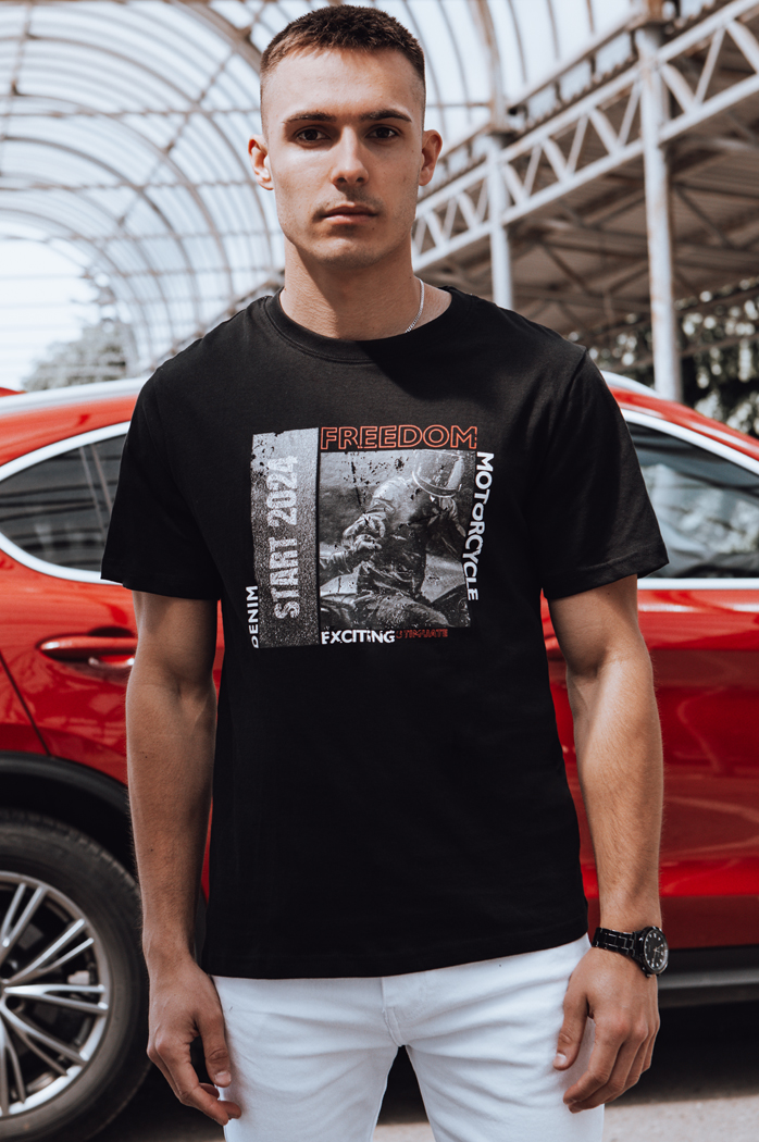 Koszulka męska z nadrukiem czarna Dstreet RX5464