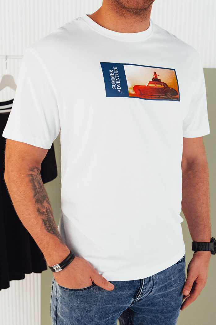 Koszulka męska z nadrukiem biała Dstreet RX5484