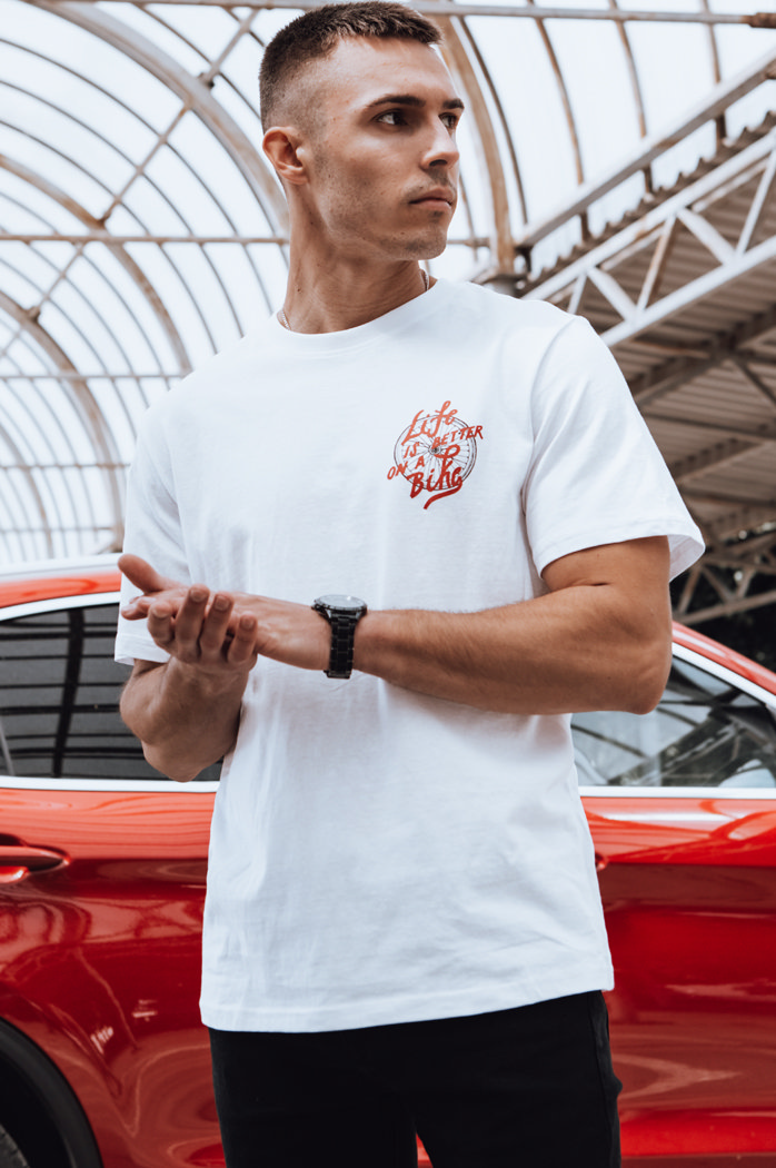 Koszulka męska z nadrukiem biała Dstreet RX5490