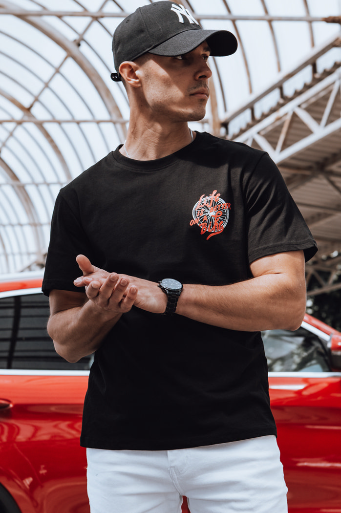 Koszulka męska z nadrukiem czarna Dstreet RX5491