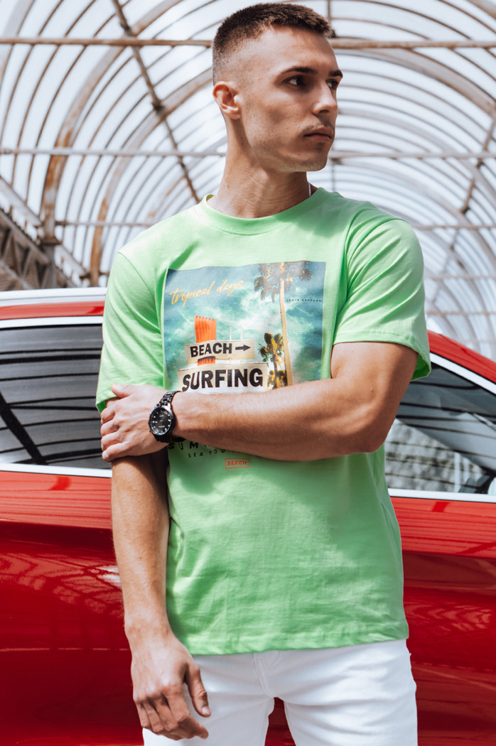 Koszulka męska z nadrukiem zielona Dstreet RX5498