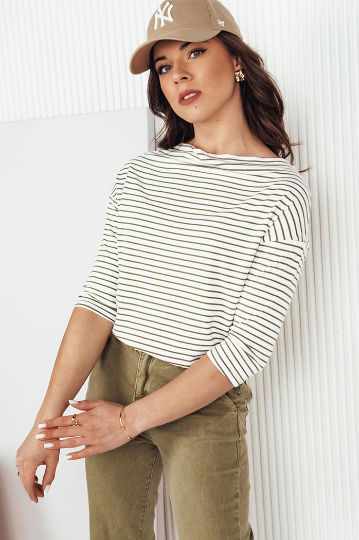 Bluzka damska w paski APRICALE biała Dstreet RY2480