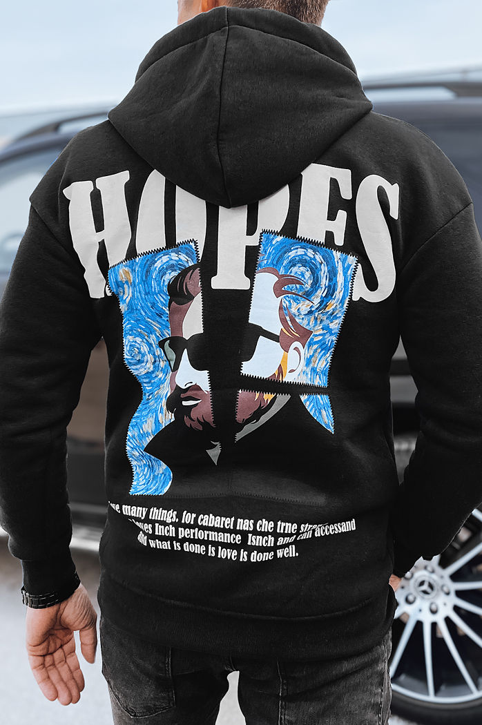 Bluza męska z nadrukiem czarna Dstreet BX5662