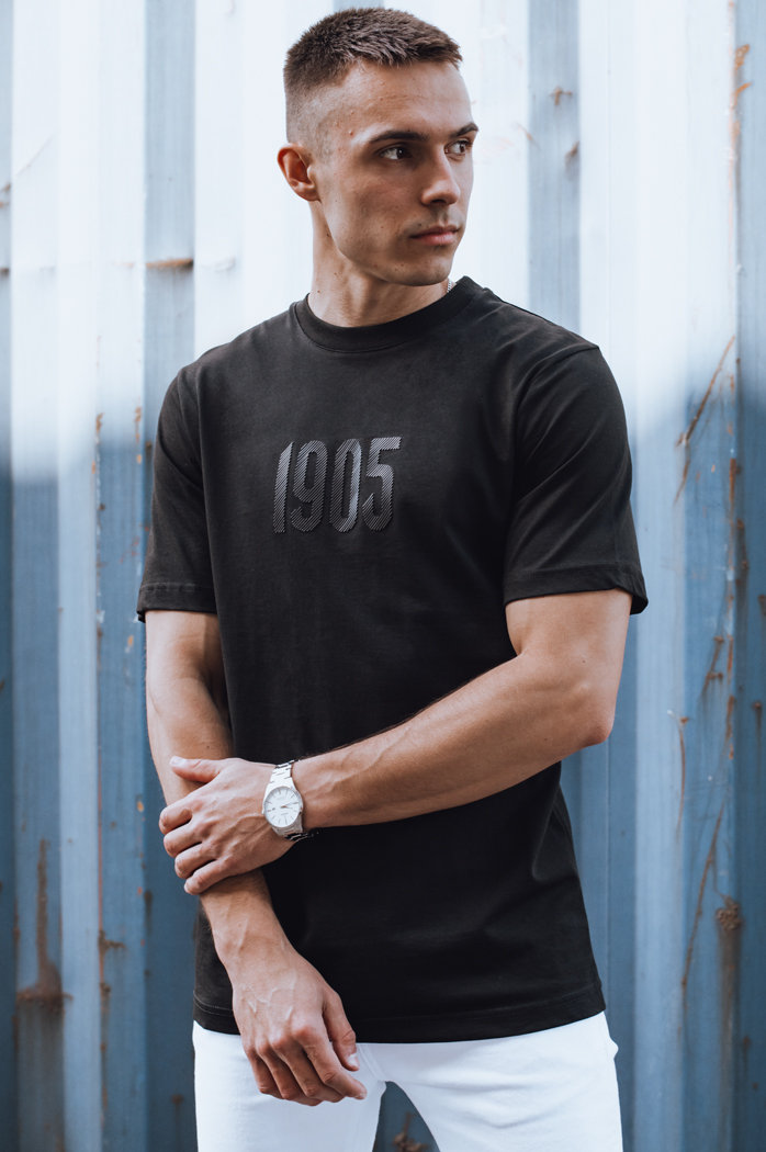 T-shirt męski z nadrukiem czarny Dstreet RX5504