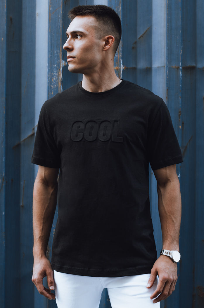 T-shirt męski z nadrukiem czarny Dstreet RX5511