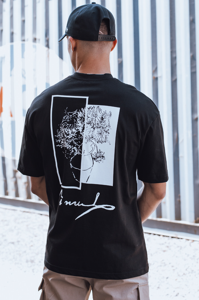 T-shirt męski z nadrukiem czarny Dstreet RX5516