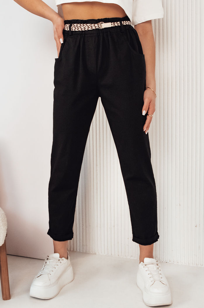 Spodnie damskie materiałowe ERLON czarne Dstreet UY2026