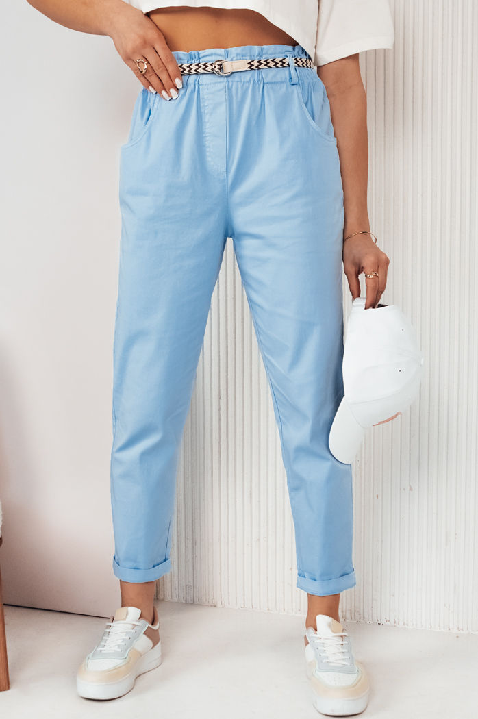 Spodnie damskie materiałowe ERLON błękitne Dstreet UY2028