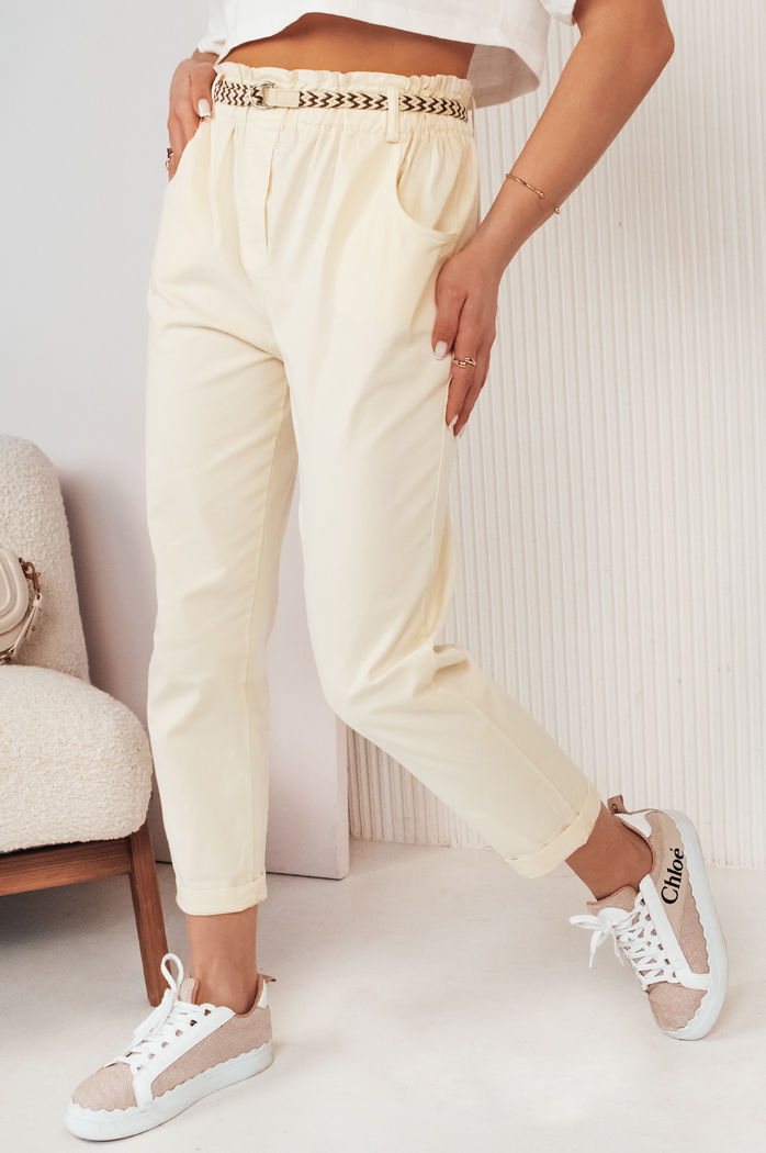 Spodnie damskie materiałowe ERLON żółte Dstreet UY2029