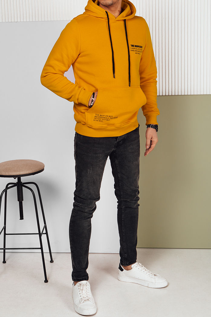 Bluza męska z kapturem żółty Dstreet BX5684