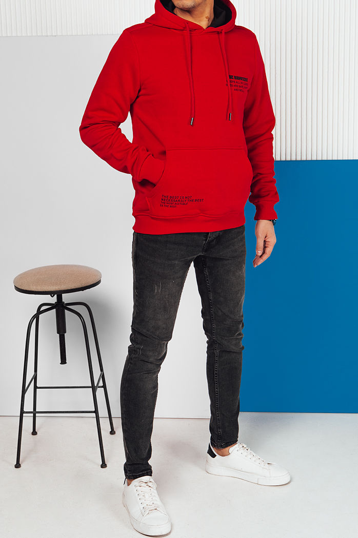Bluza męska z kapturem czerwona Dstreet BX5688