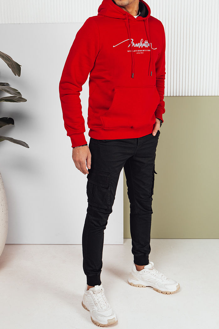 Bluza męska z kapturem czerwona Dstreet BX5702
