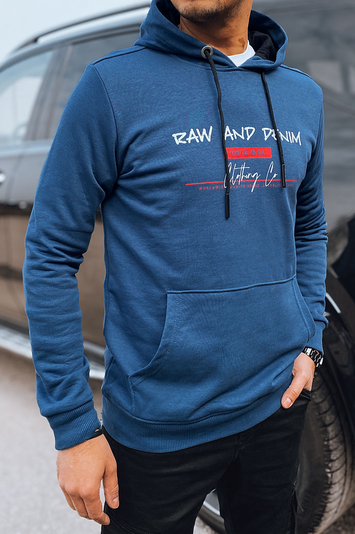 Bluza męska z nadrukiem niebieska Dstreet BX5708