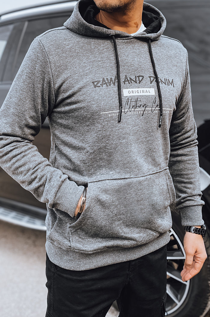 Bluza męska z nadrukiem antracytowa Dstreet BX5713
