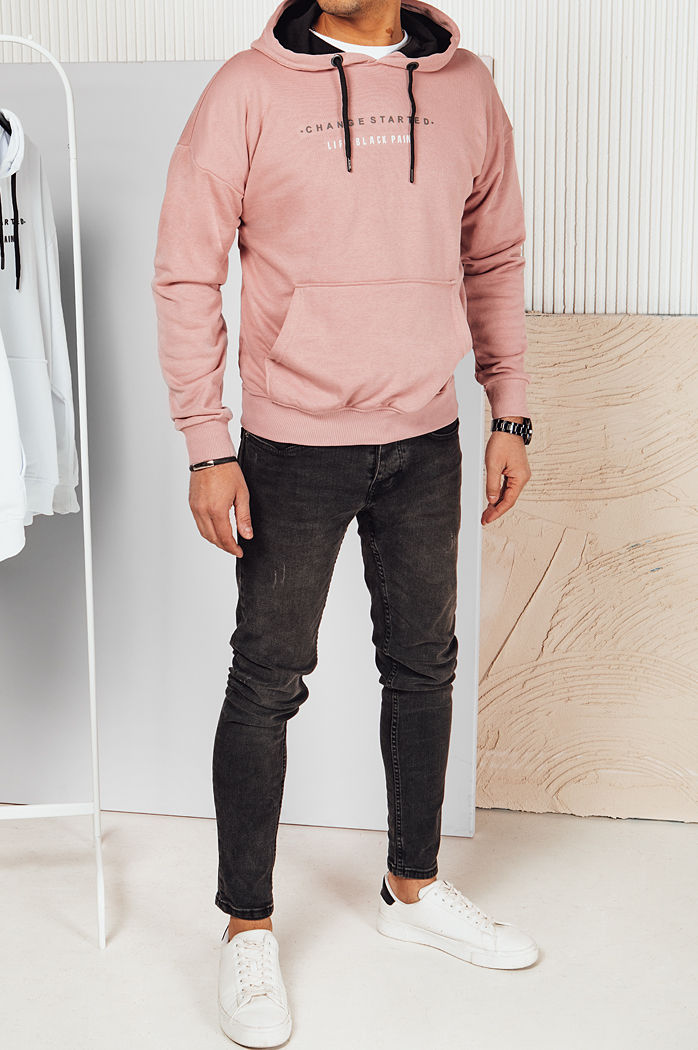 Bluza męska z nadrukiem różowa Dstreet BX5719