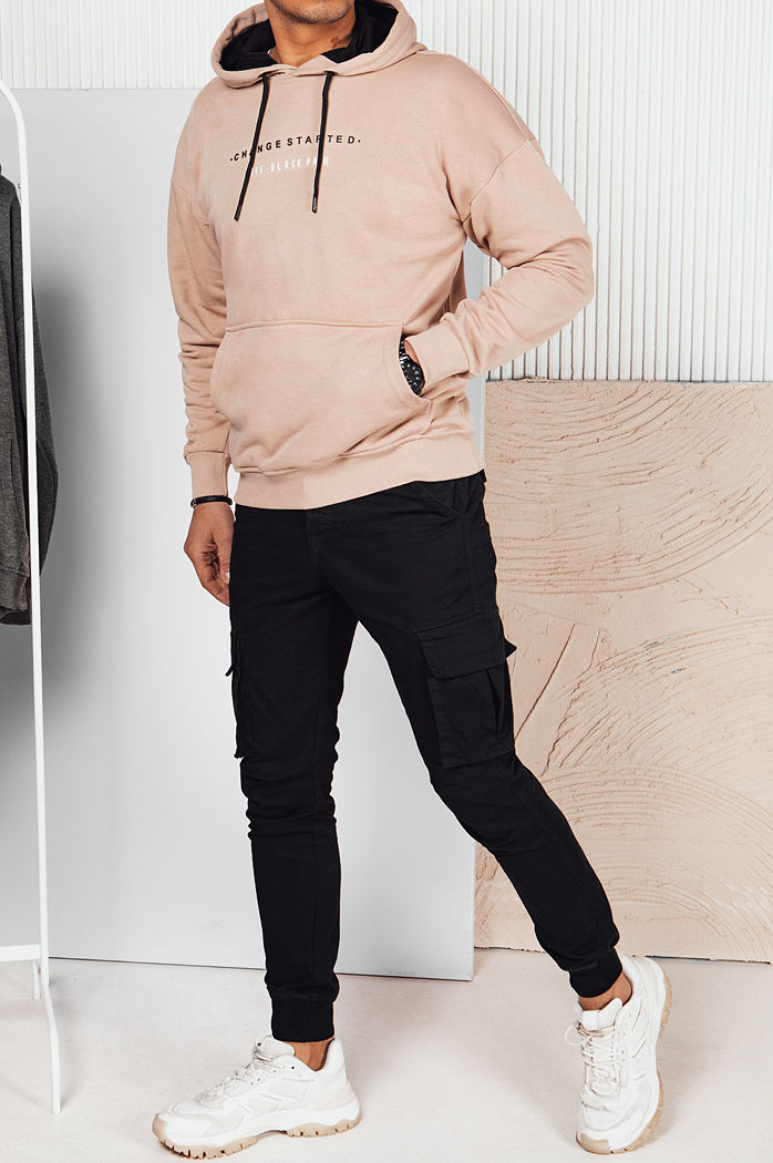 Bluza męska z nadrukiem beżowa Dstreet BX5722