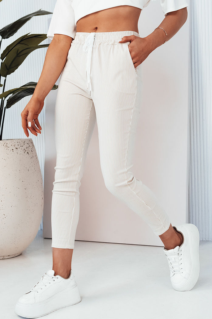 Spodnie damskie MARINS w beżowo-białe paski Dstreet UY2081
