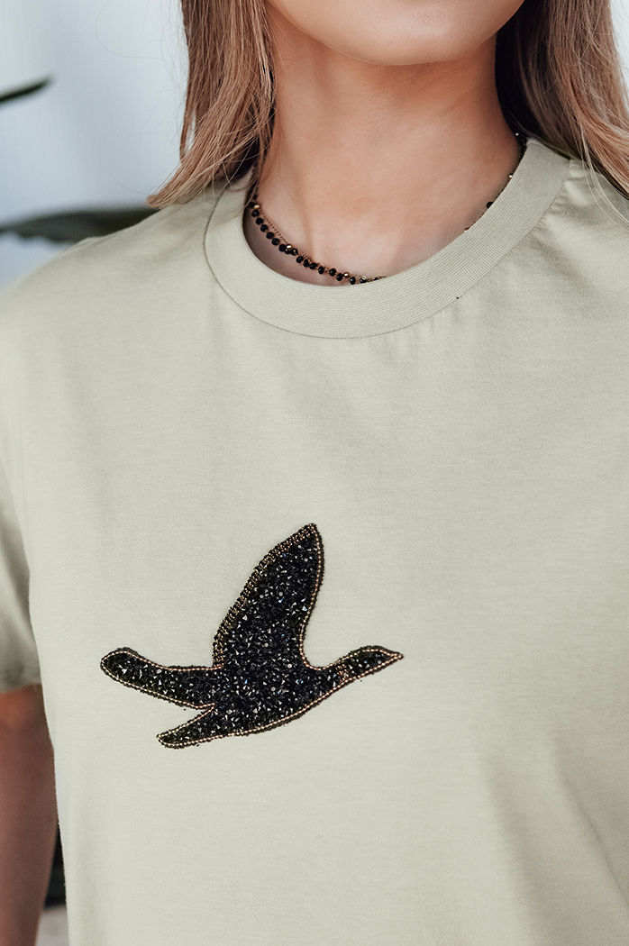 T-shirt damski BRILD pistacjowy Dstreet RY2528